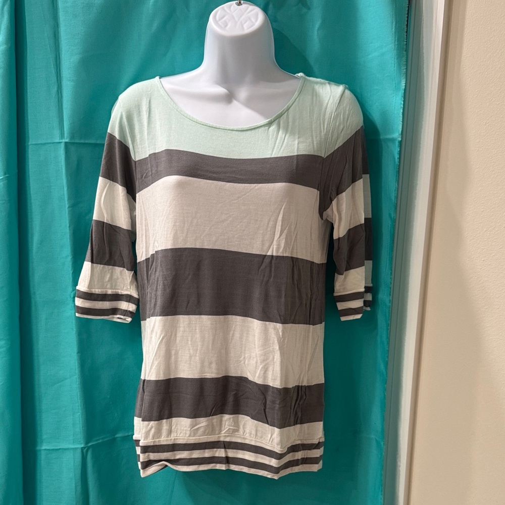 Striped Gray and Cream Women's Top